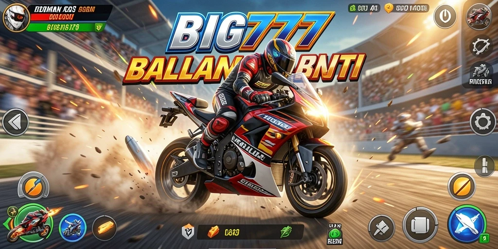 Tampilan gameplay seru dengan aksi balapan motor.