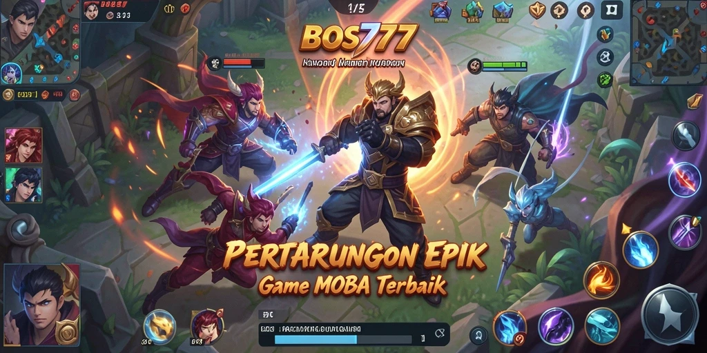 Tampilan gameplay seru dalam pertempuran MOBA.