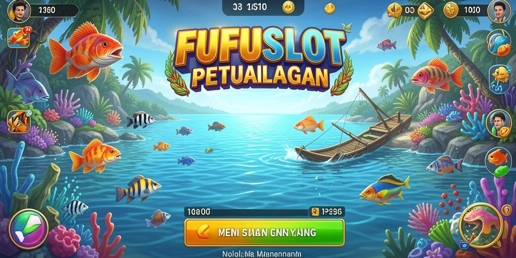 Tampilan menarik dari gameplay FUFUSLOT saat memancing di lautan.