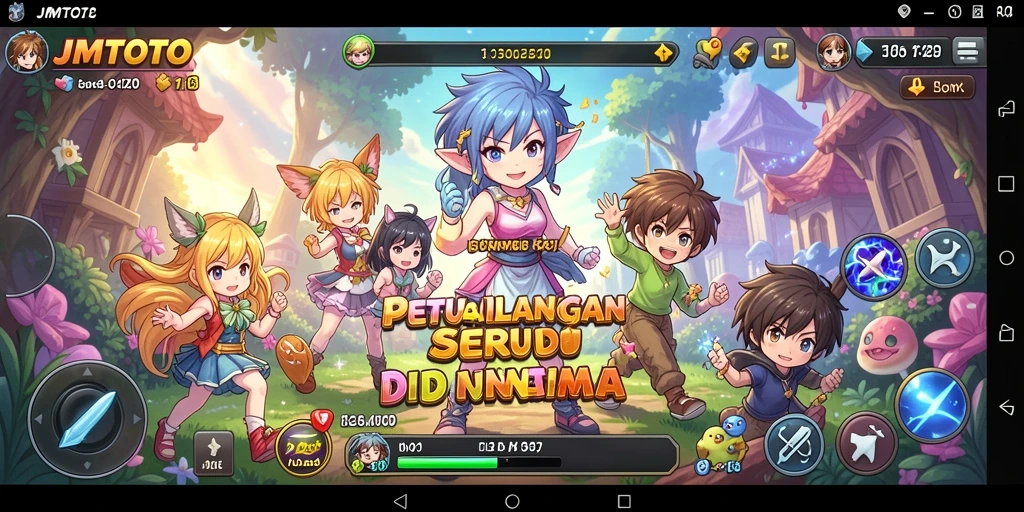 Screenshot utama JMTOTO menampilkan aksi penuh warna yang menggambarkan gameplay anime.