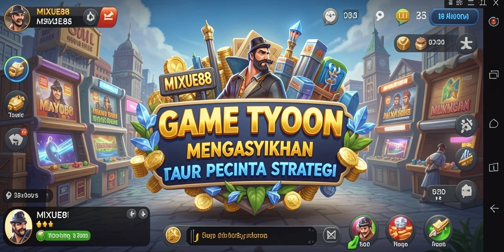 Screenshot gameplay dari MIXUE88 yang menunjukkan pengelolaan bisnis Tycoon.