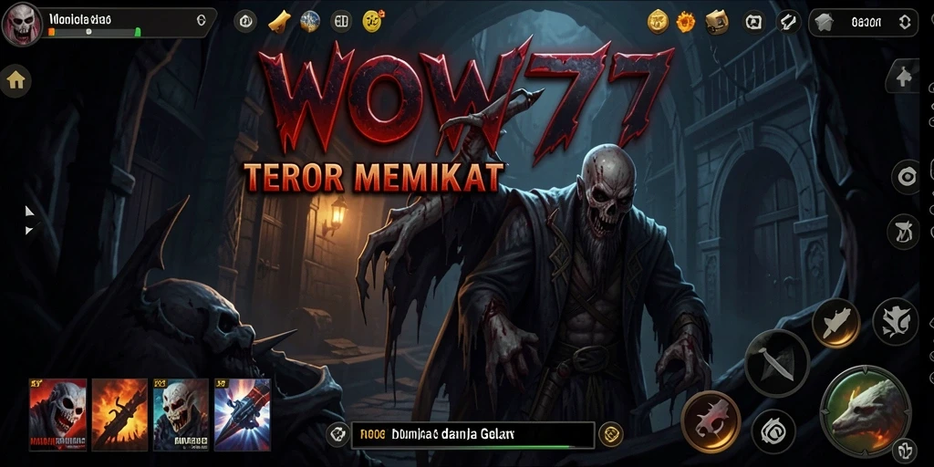 Tangkapan layar WOW77 menampilkan gameplay menegangkan dan menyeramkan.