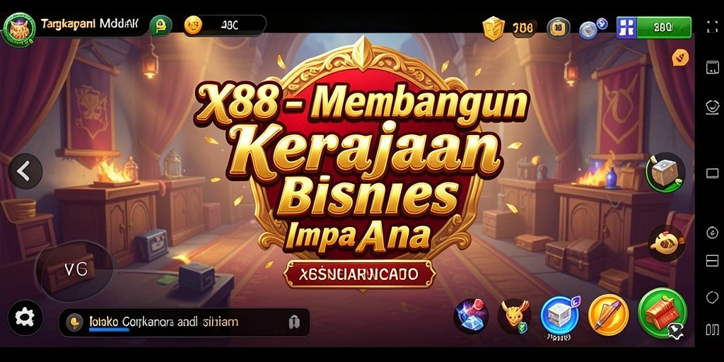 Tampilan gameplay X88 yang seru dalam membangun bisnis.